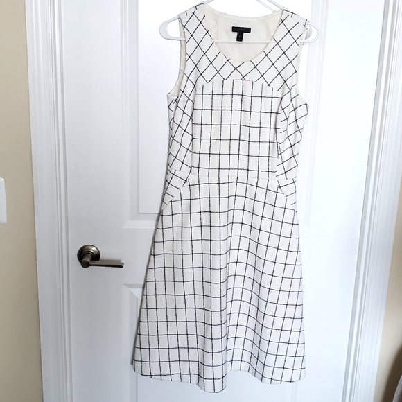 (Tall) J.Crew A-Line Windowpane Tweed Dress - Picture 2 of 15